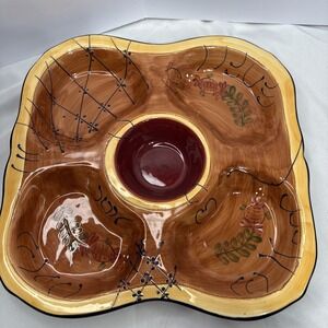 14" AMBIANCE Collections Romance Nanette Vacher 5 Section Square‎ Chip and Dip